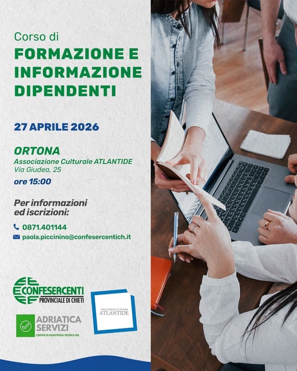 Corso Formazione Dipendenti 27 Aprile 2026 Ortona Corso Formazione Dipendenti 27 Aprile 2026 Ortona