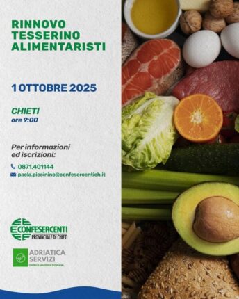 Rinnovo Tesserino Alimentaristi – 1 ottobre 2025 – Chieti
