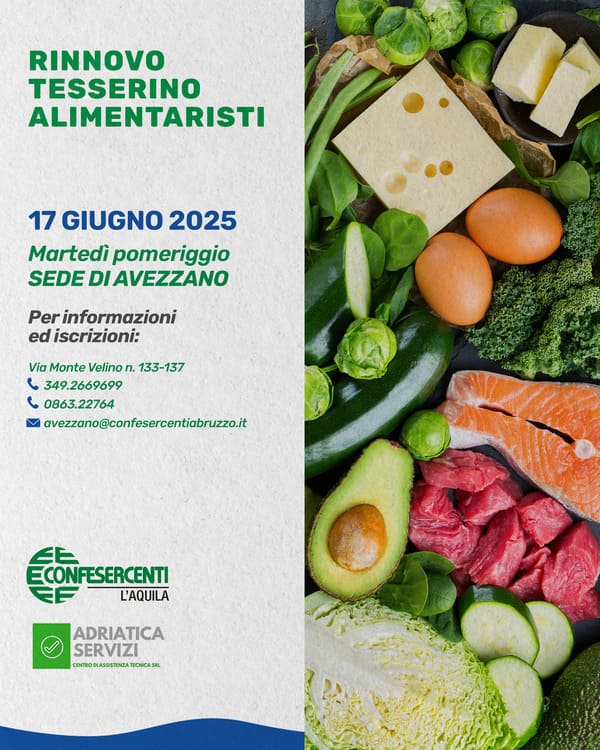 Rinnovo Tesserino Alimentaristi 17 Giugno 2025 Avezzano