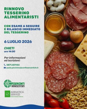 Rinnovo Tesserino Alimentaristi – 6 luglio 2026 – Chieti